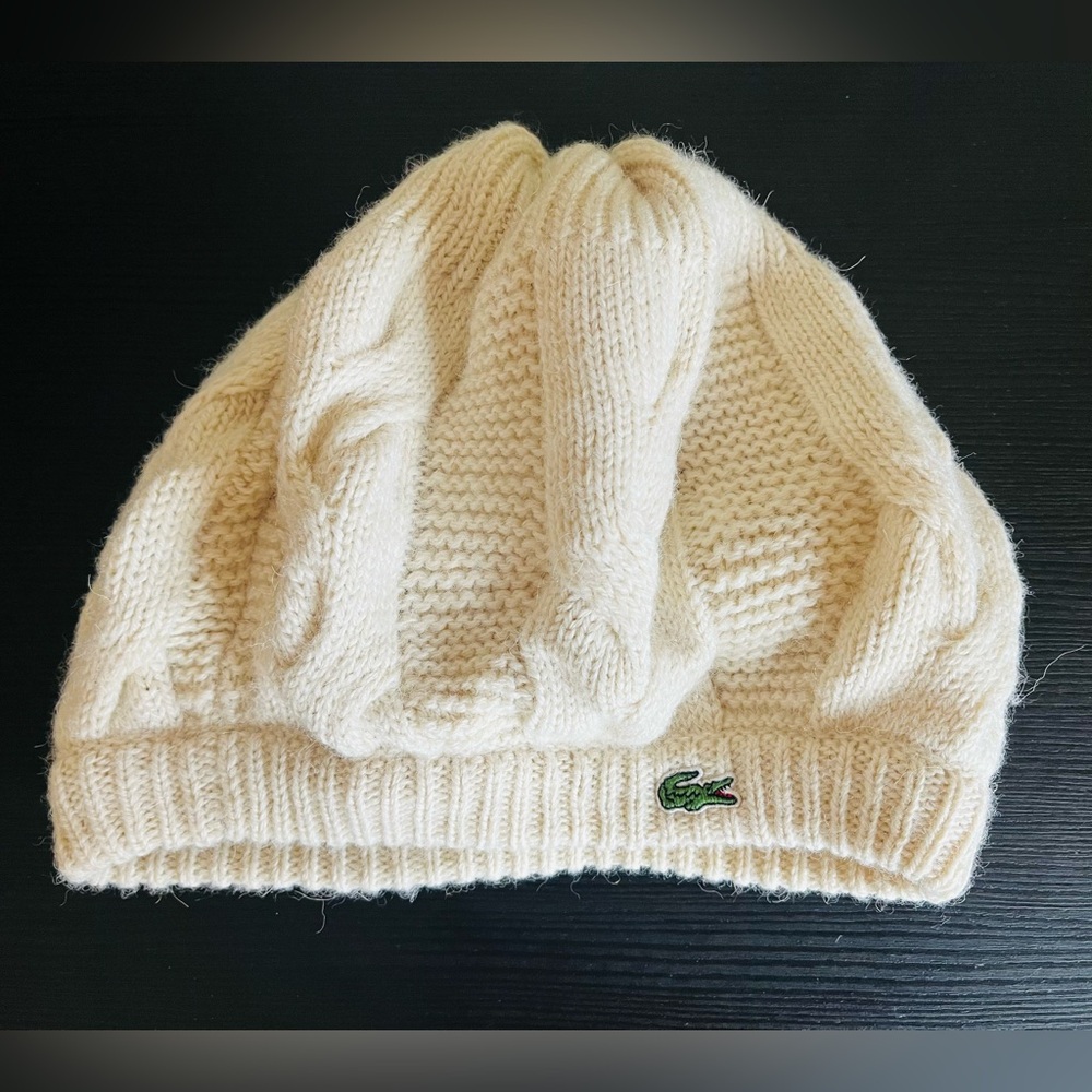 🐊 LACOSTE Cable Knit Beret Beanie